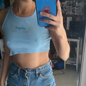 4 U Only rhinestone angel tank